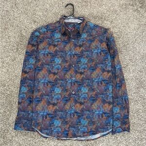 Robert Graham Spring Majestic Classic Fit Long Sleeve Burgundy Shirt Mens Large